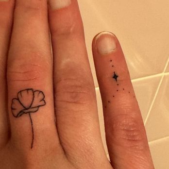 Inkpress Studio - A poppy flower and star with dots - Tattoo Near Me - San Francisco, California