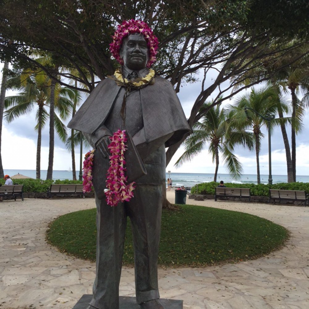 Prince Kuhio Statue - Tourists often drape leis on the Prince's statue - Public Art Near Me - Honolulu, Hawaii Prince Kuhio Statue - Tourists often drape leis on the Prince's statue - Public Art Near Me - Honolulu, Hawaii