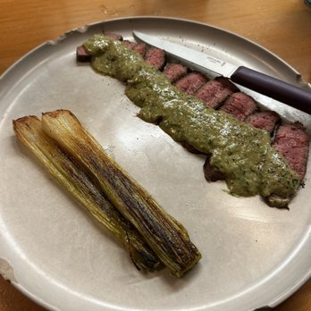Birdie's - Minute steak with grilled leeks and entrecôte. - French Near Me - Austin, Texas