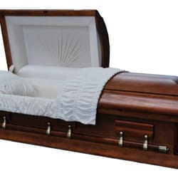 Carolina Quality Caskets - Medium Dark wood with Champagne colored interior