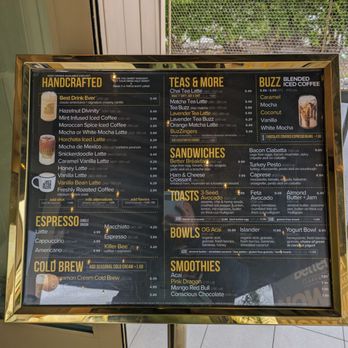 Better Buzz Coffee - Menu at the entrance. More menus inside. - Coffee & Tea Near Me - Laguna Hills, California Better Buzz Coffee - Menu at the entrance. More menus inside. - Coffee & Tea Near Me - Laguna Hills, California
