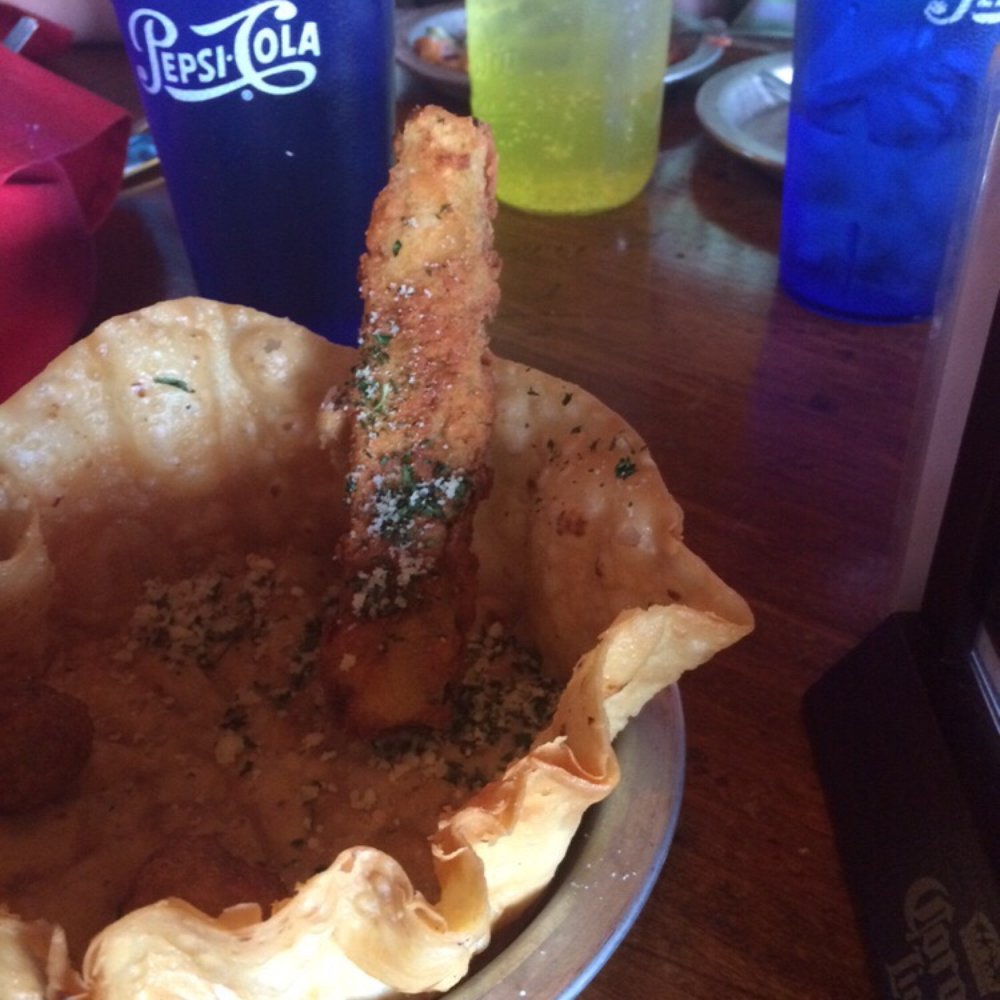 Rustler's Rooste - An empty taco shell where the fried mushrooms and zucchini used to be. Really good. - Steakhouses Near Me - Phoenix, Arizona