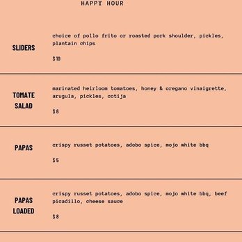 Lenox  - Happy Hour Menu (8/16/23) - Latin American Near Me - Seattle, Washington