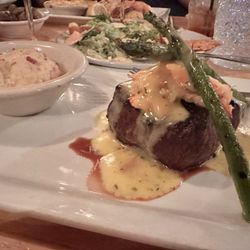 Spanky's Stone Hearth - Daily special wagyu sirloin Oscar style with lobster, asparagus, and bearnaise on top