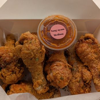 Zip Dak Korean Fried Chicken - 1/2 order, original style legs, with a side of sauce - Korean Near Me - Kirkland, Washington