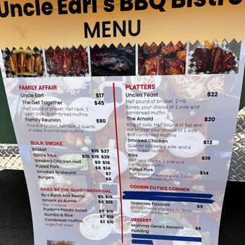Uncle Earl's BBQ Bistro - Main menu - Food Trucks Near Me - Portland, Oregon Uncle Earl's BBQ Bistro - Main menu - Food Trucks Near Me - Portland, Oregon