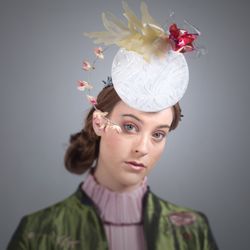 Atlanta Derby Hats - Brocade derby fascinator with artificial and real flowers