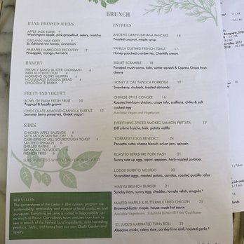Cedar + Elm - Brunch menu - New American Near Me - Kenmore, Washington