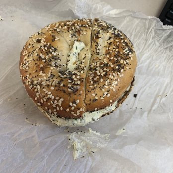 Bagels R US - Everything bagel with garlic and herb cream cheese generously spread on - Bagels Near Me - Jacksonville, Florida Bagels R US - Everything bagel with garlic and herb cream cheese generously spread on - Bagels Near Me - Jacksonville, Florida
