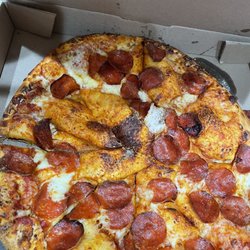 Domino's Pizza - The bubbles were so bad the toppings were piled up in the middle.