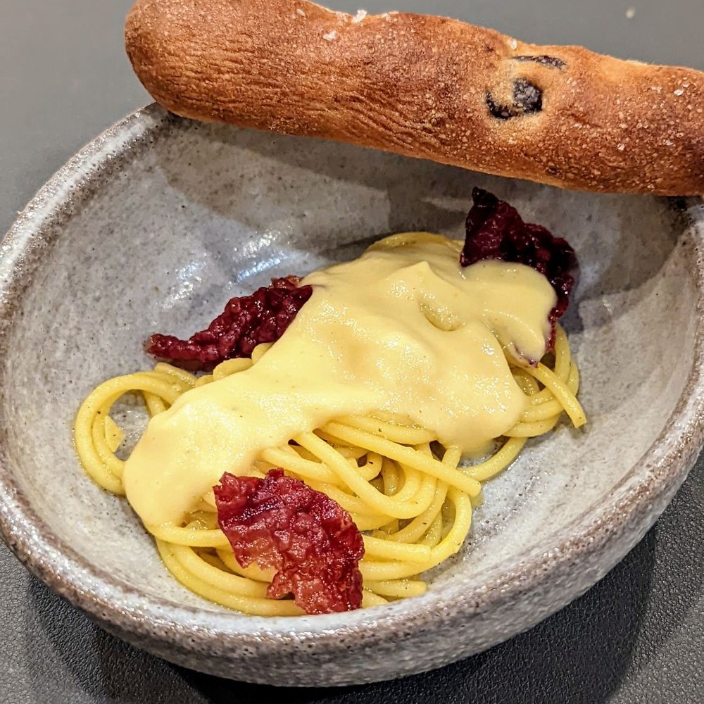 Counter- - Spaghetti Western: Spaghetti Squash, Bresoala, Saffron, Guajillo, Ciabatta with Olive, Garlic Confit | Instagram: @telephonesmoothie - New American Near Me - Charlotte, North Carolina