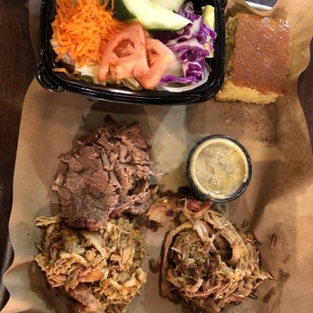 Mission BBQ - Three meat including pulled pork, pulled chicken, beef brisket, and a side salad - Barbeque Near Me - Alexandria, Virginia Mission BBQ - Three meat including pulled pork, pulled chicken, beef brisket, and a side salad - Barbeque Near Me - Alexandria, Virginia