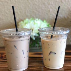 Badfish Coffee & Tea - Our delicious coffees! Pictured on the left - iced mocha, right - iced vanilla latte