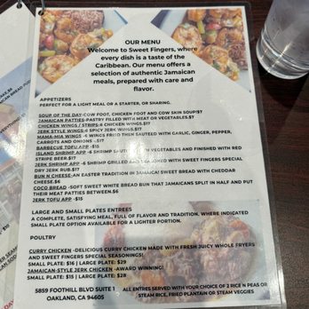 Sweet Fingers - Menu - Caribbean Near Me - Oakland, California