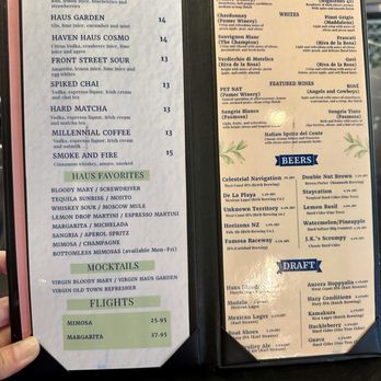 Haven Haus Cafe - Cocktail menu - Breakfast & Brunch Near Me - Temecula, California