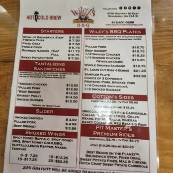 Wiley's Championship BBQ - Menu - Barbeque Near Me - Savannah, Georgia Wiley's Championship BBQ - Menu - Barbeque Near Me - Savannah, Georgia