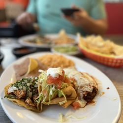 La Finca Mexican Restaurant - Sergio Combination (taco, chimichanga, and enchilada)