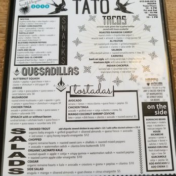 Tato - Menu - Mexican Near Me - San Francisco, California Tato - Menu - Mexican Near Me - San Francisco, California