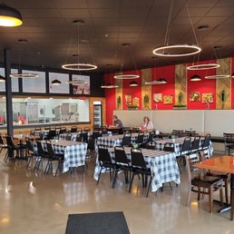This is what you see when you enter . it's the main dining room area.