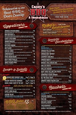 Menu photo 2 Casey's BBQ & Smokehouse Egg Harbor, WI