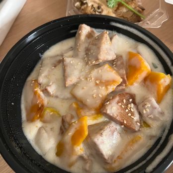 Enjoy Vegetarian Restaurant - Coconut Sauce with Taro Soy Chicken and Pumpkin - Vegan Near Me - San Francisco, California Enjoy Vegetarian Restaurant - Coconut Sauce with Taro Soy Chicken and Pumpkin - Vegan Near Me - San Francisco, California