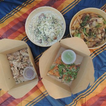 Secret Bao - Orange orange glazed popcorn chicken Corn dumplings Udon Carbonara Beef bulgogi Beef Chow Fun - Asian Fusion Near Me - Santa Barbara, California Secret Bao - Orange orange glazed popcorn chicken Corn dumplings Udon Carbonara Beef bulgogi Beef Chow Fun - Asian Fusion Near Me - Santa Barbara, California
