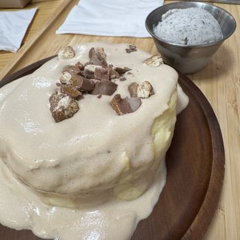 Tasty Junction - Soufflé pancake with chocolate whipped cream, Twix crumble,& sesame ice cream - Asian Fusion Near Me - Glen Rock, New Jersey Tasty Junction - Soufflé pancake with chocolate whipped cream, Twix crumble,& sesame ice cream - Asian Fusion Near Me - Glen Rock, New Jersey
