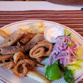 Incas Restaurant - Fried combo ( different fish, calamari, shrimp and cassava) - Peruvian Near Me - Key West, Florida Incas Restaurant - Fried combo ( different fish, calamari, shrimp and cassava) - Peruvian Near Me - Key West, Florida