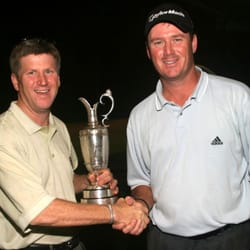 Miyagi For Golf - TOP 50 Teacher Don Peterson congratulates student Todd Hamilton on 2004 Open victory.