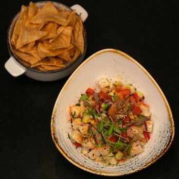 Pacific Coast Fish - Shrimp Ceviche w/ Homemade Tortilla Chips - Seafood Near Me - Seal Beach, California Pacific Coast Fish - Shrimp Ceviche w/ Homemade Tortilla Chips - Seafood Near Me - Seal Beach, California