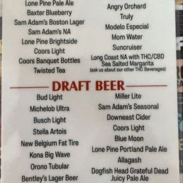 Drink menu