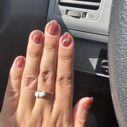 Brown cat eye gel manicure