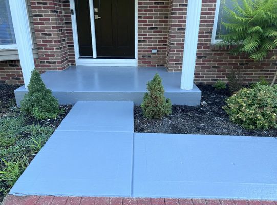 Concrete stair case repair - In this photo customer wanted stair case to be repaired and sealed with a rubber concrete coating. Great for water proofing and comes with a 7 year warranty Concrete stair case repair - In this photo customer wanted stair case to be repaired and sealed with a rubber concrete coating. Great for water proofing and comes with a 7 year warranty