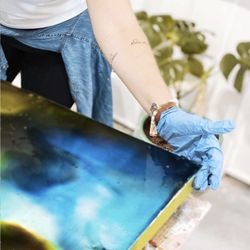Conchita Studio - The alcohol inks dry very quickly because you are replacing water with rubbing alcohol, so there is a richness to the colors of the painting