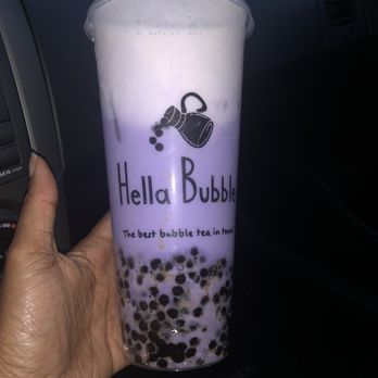 Hella Bubble - Taro milk tea with mini boba and milk foam. Light ice and 30% sugar. - Bubble Tea Near Me - Houston, Texas Hella Bubble - Taro milk tea with mini boba and milk foam. Light ice and 30% sugar. - Bubble Tea Near Me - Houston, Texas