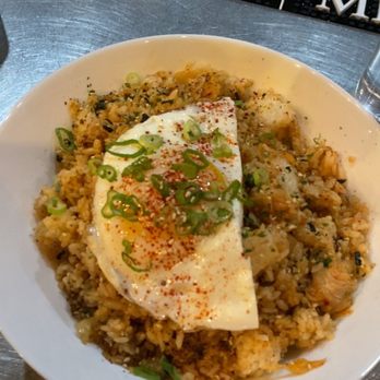 Soju - Kimchi fried rice with fried egg - Korean Near Me - Pittsburgh, Pennsylvania