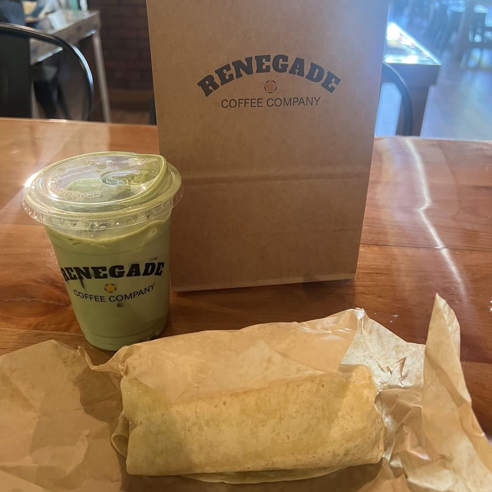 Iced Matcha Green Tea Latte and Burrito Iced Matcha Green Tea Latte and Burrito