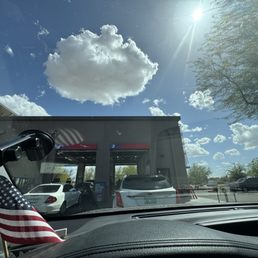 It's a drive thru while you stay in the car. They even check headlights and rear lights which I didn't know I had a headlight lamp out. It's a drive thru while you stay in the car. They even check headlights and rear lights which I didn't know I had a headlight lamp out.