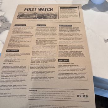 First Watch - Breakfast side of menu; I didn't take the flip side of brunch - Breakfast & Brunch Near Me - Bradenton, Florida