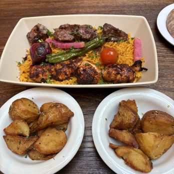 MAZRA - BBQ Chicken with garlic roasted potatoes - Mediterranean Near Me - Redwood City, California