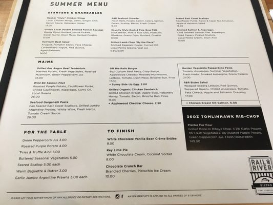 Menu photo 3 Rail And River Bistro Langley, BC