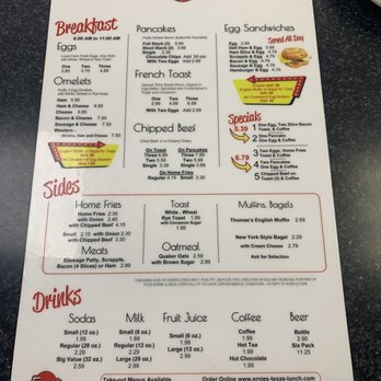 Ernie's Texas Lunch - Menus breakfast - Diners Near Me - Gettysburg, Pennsylvania