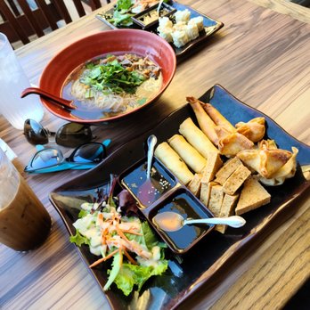 AM Noodle - Duck noodle soup, appetizer platter, and tasty shrimpy things. - Thai Near Me - Ventura, California