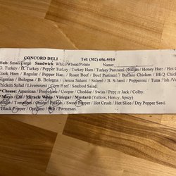 Concord Deli - All the options.