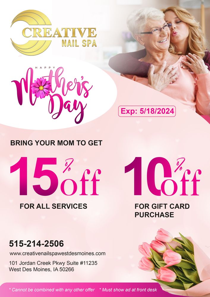 CREATIVE NAIL SPA Updated August 2024 101 Jordan Creek Pkwy, West Des Moines, Iowa Nail