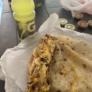 Taco Palace - Bacon, potatoes, egg, cheese breakfast burrito - Mexican Near Me - Longmont, Colorado