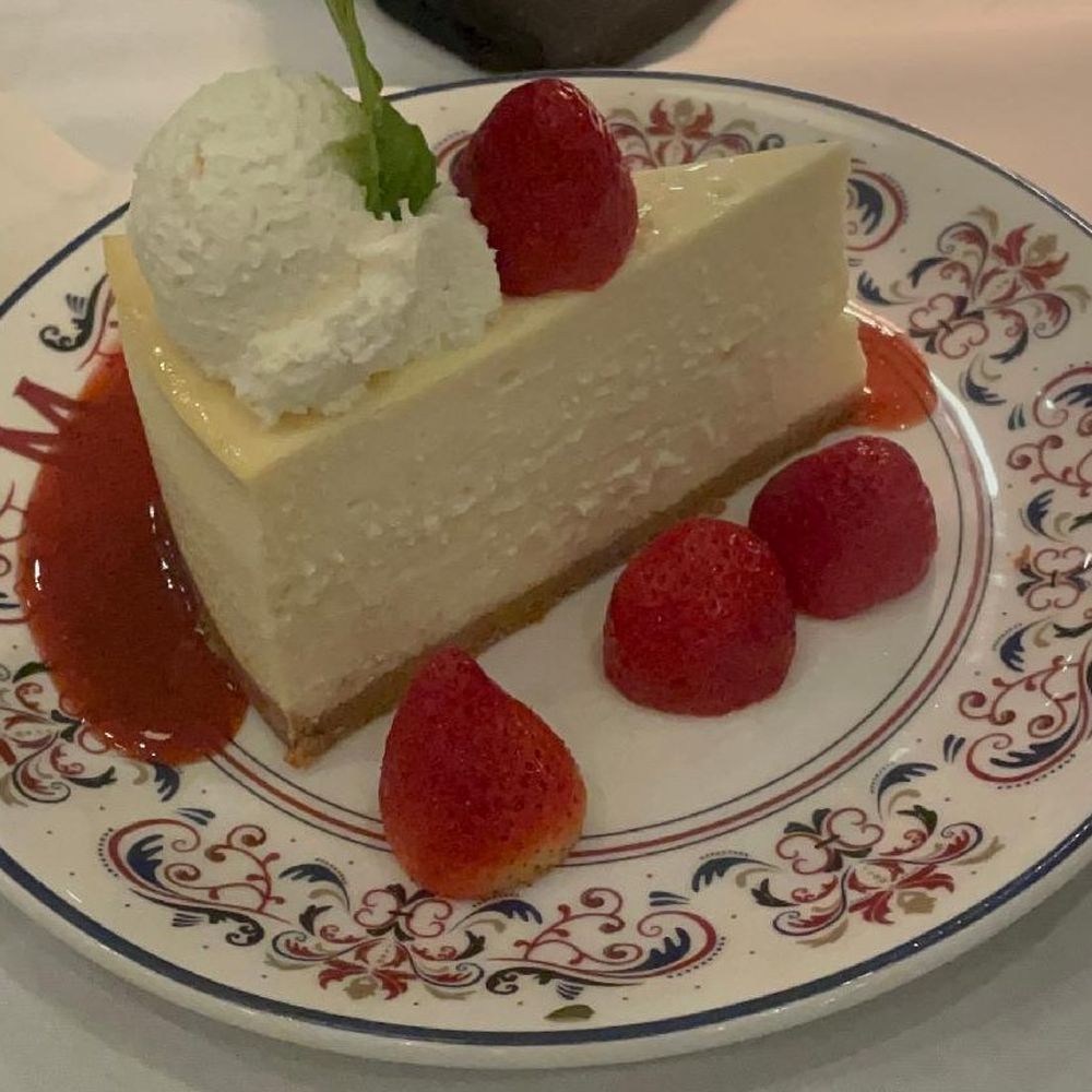 The cheesecake here is delicious. The cheesecake here is delicious.