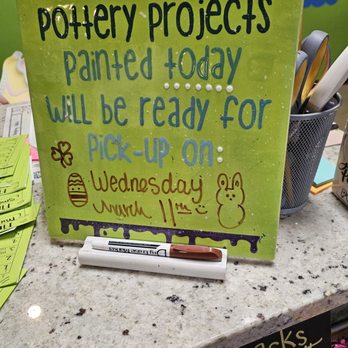 U Paint Pottery Studio - Sign of when pickup will be ready - Arts & Crafts Near Me - Greenwood, Indiana U Paint Pottery Studio - Sign of when pickup will be ready - Arts & Crafts Near Me - Greenwood, Indiana