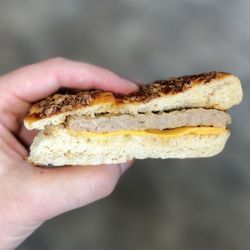 Donut Castle - Sausage and Cheese on a Cheddar Cheese Bagel