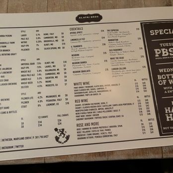 Alatri Bros. - Drink on back side - Pizza Near Me - Bethesda, Maryland Alatri Bros. - Drink on back side - Pizza Near Me - Bethesda, Maryland